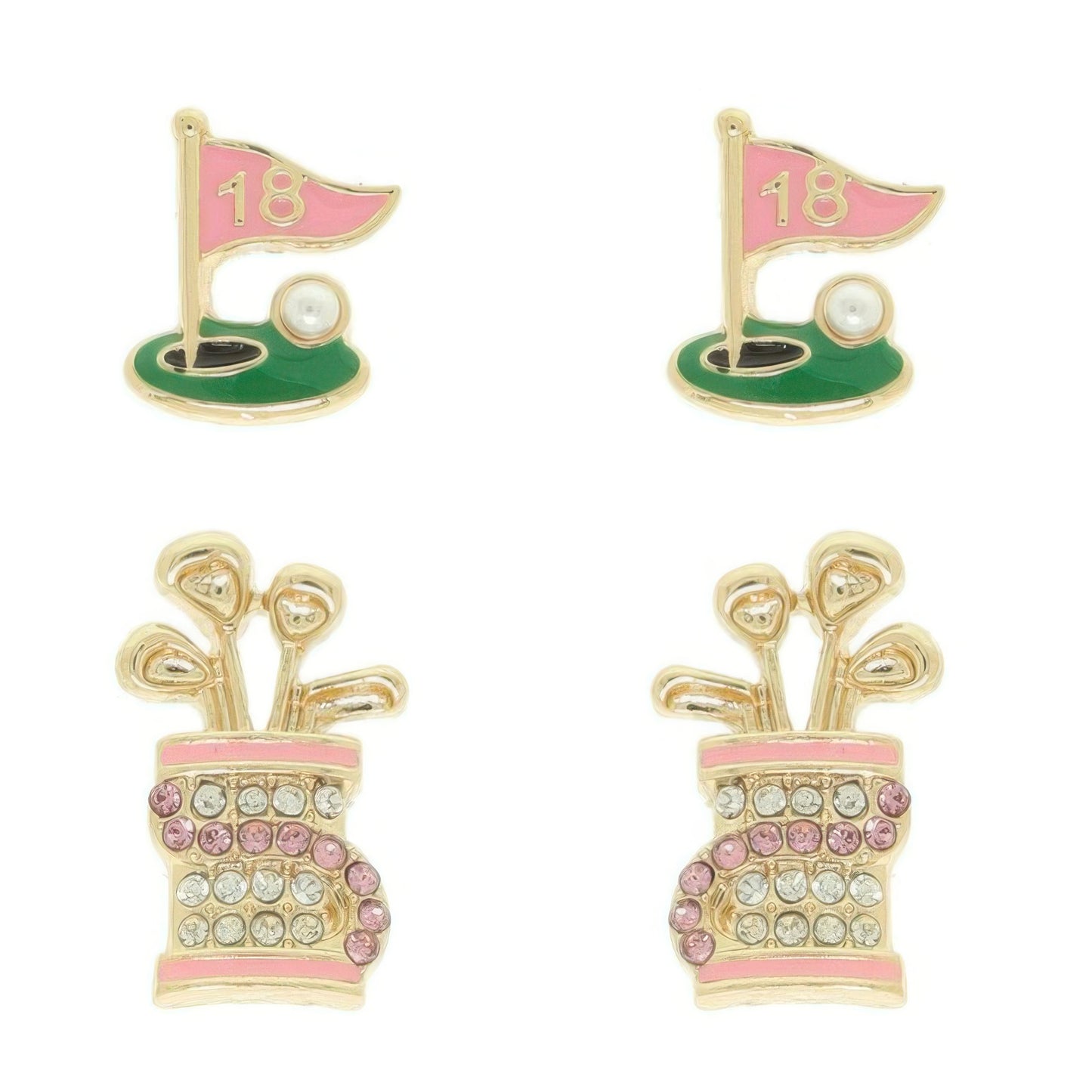 2 Pair Gameday Golf Theme Earring Set