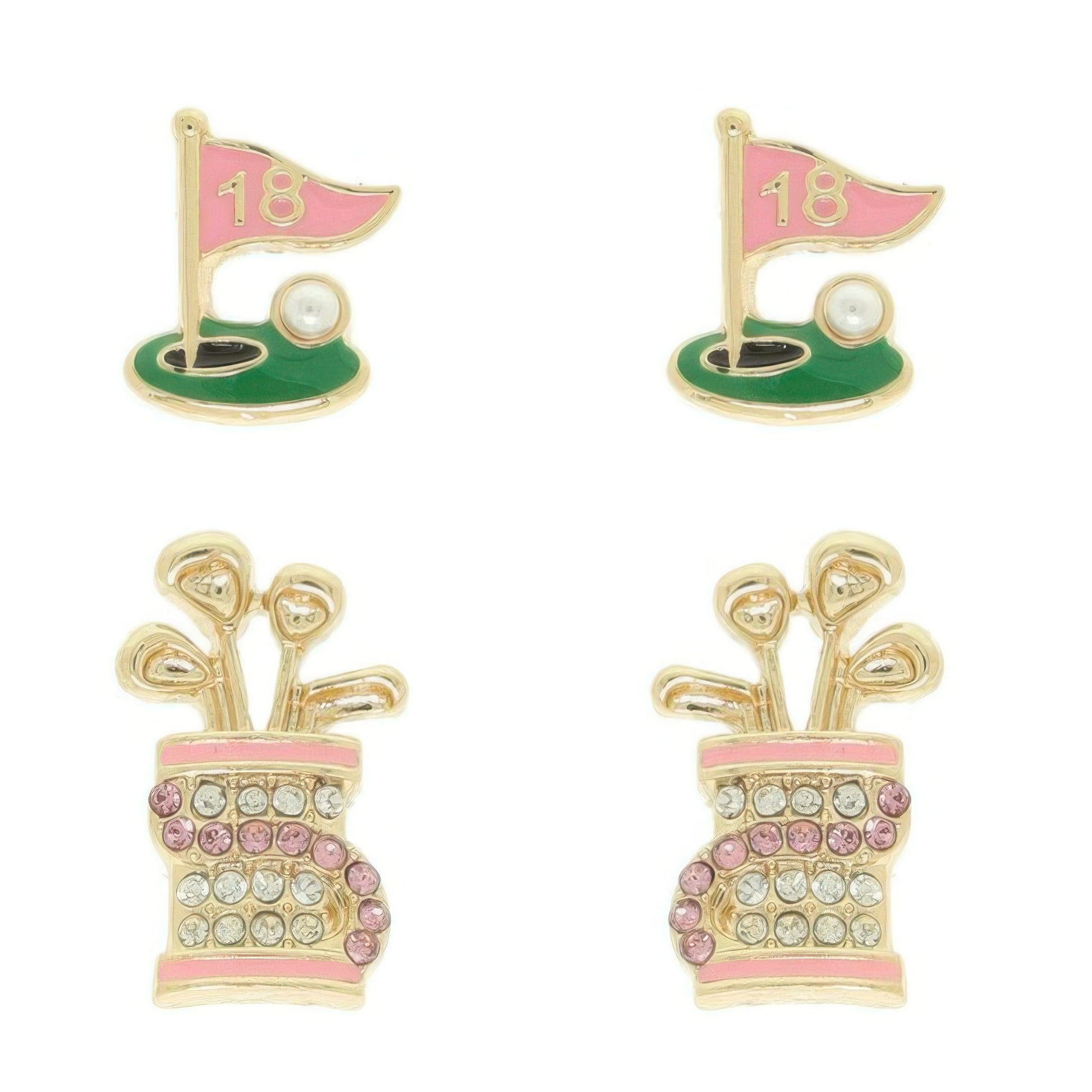 2 Pair Gameday Golf Theme Earring Set