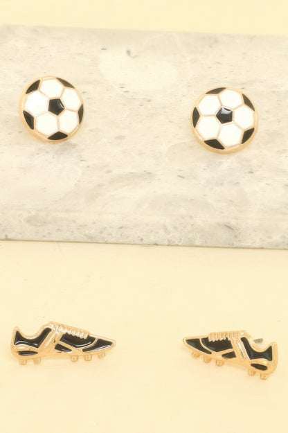 2 Pair Gameday Soccer Theme Earring Set