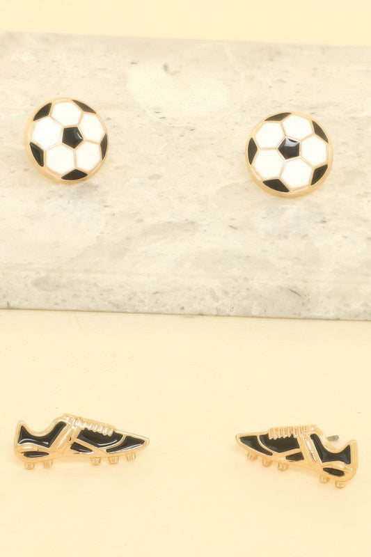 2 Pair Gameday Soccer Theme Earring Set