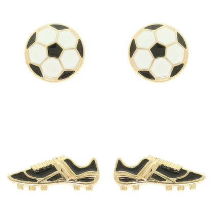 2 Pair Gameday Soccer Theme Earring Set
