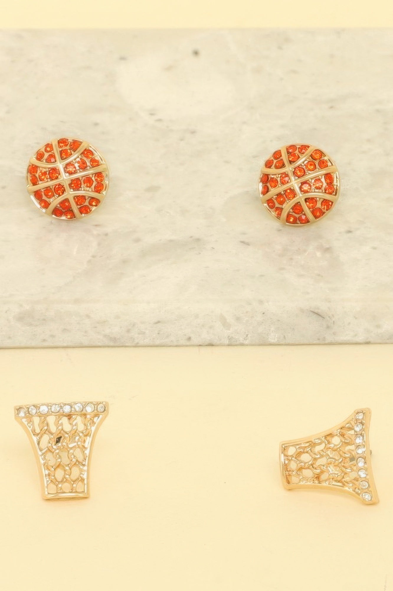 2 Pair Gameday Basketball Theme Earring Set