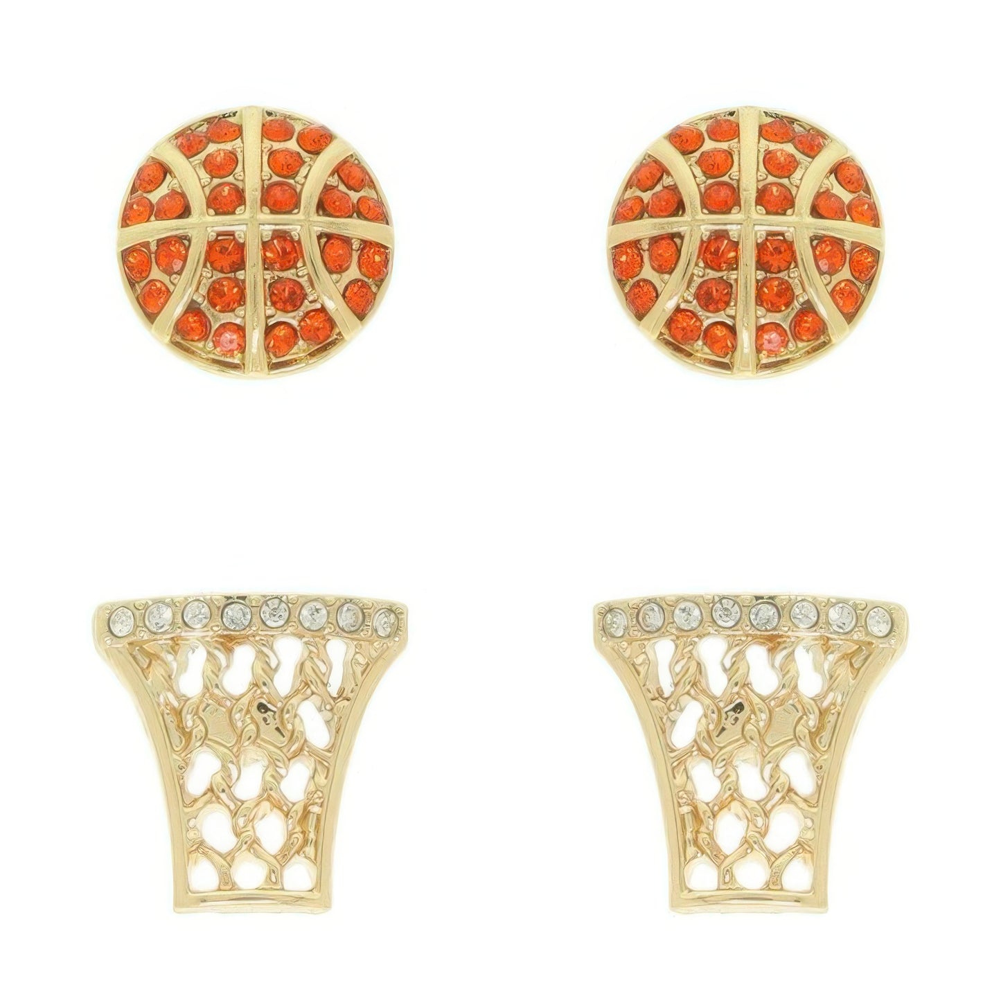2 Pair Gameday Basketball Theme Earring Set