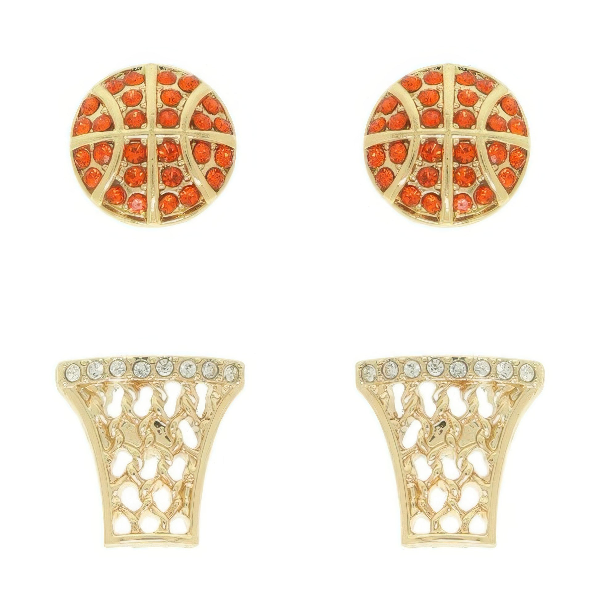 2 Pair Gameday Basketball Theme Earring Set