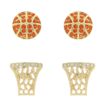 2 Pair Gameday Basketball Theme Earring Set