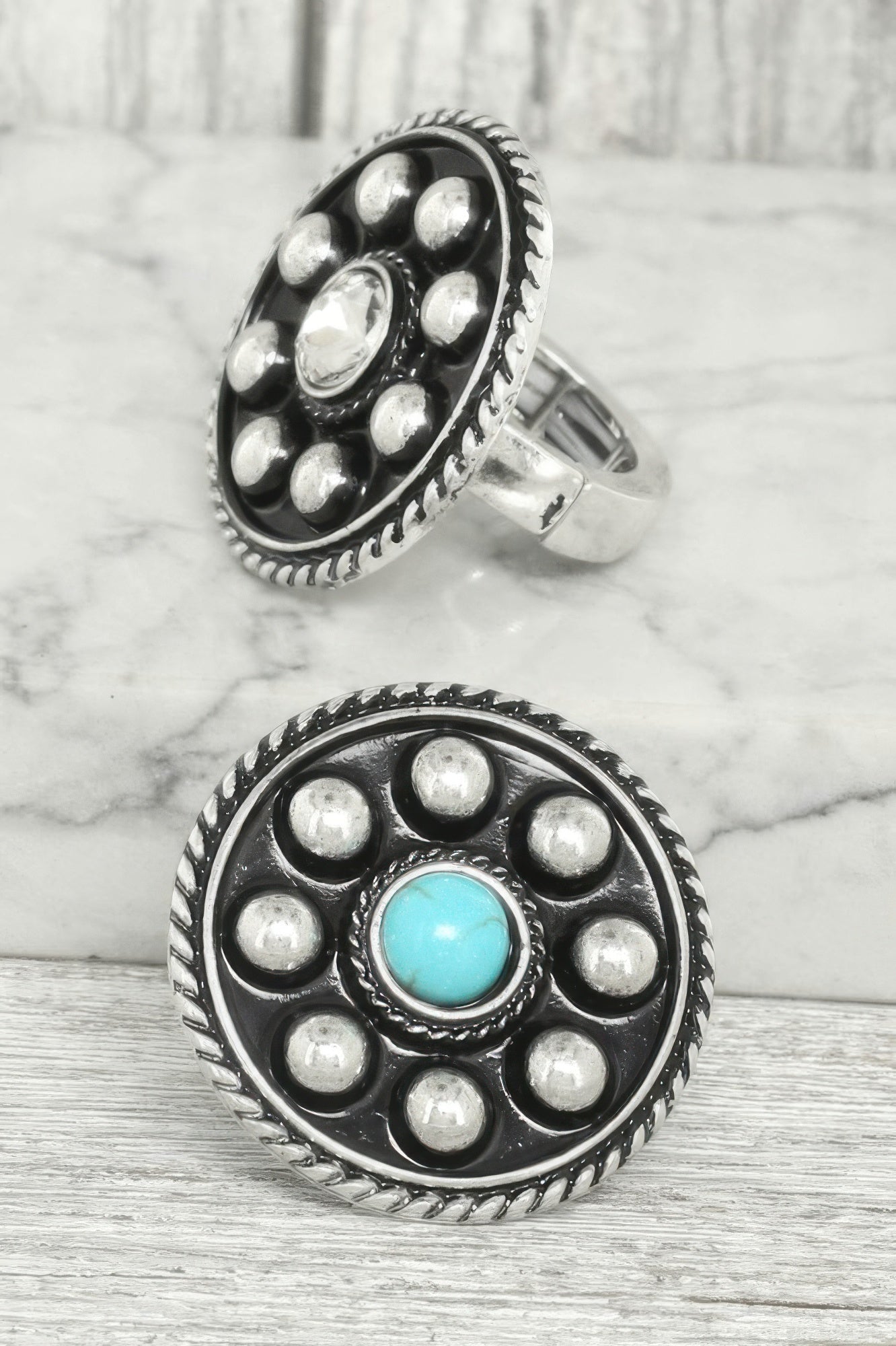Western Bubble Jeweled Stretch Ring