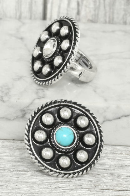 Western Bubble Jeweled Stretch Ring