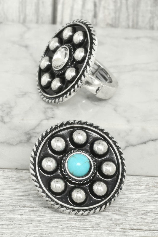 Western Bubble Jeweled Stretch Ring
