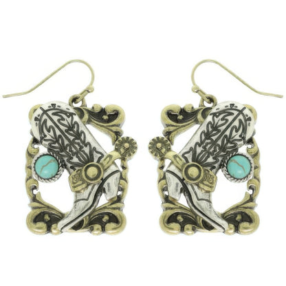 Western Cowboy Boots Dangle Earrings