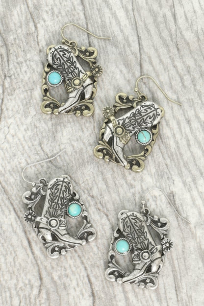Western Cowboy Boots Dangle Earrings