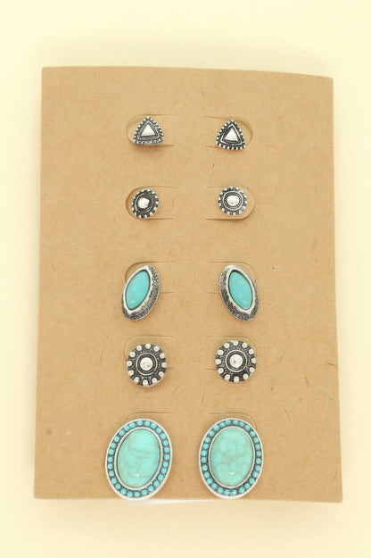Western Theme Assorted 5 Pair Earring Set