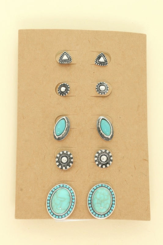 Western Theme Assorted 5 Pair Earring Set