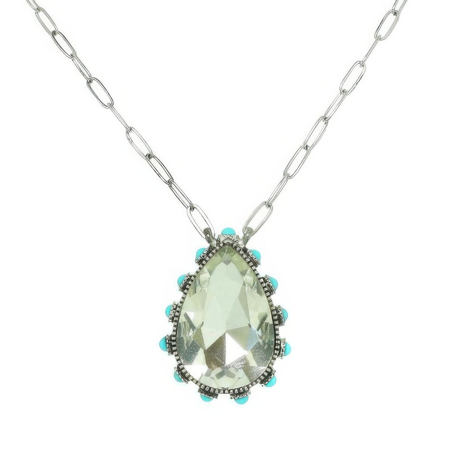 Western Teardrop Cut Gemstone Turquoise Necklace
