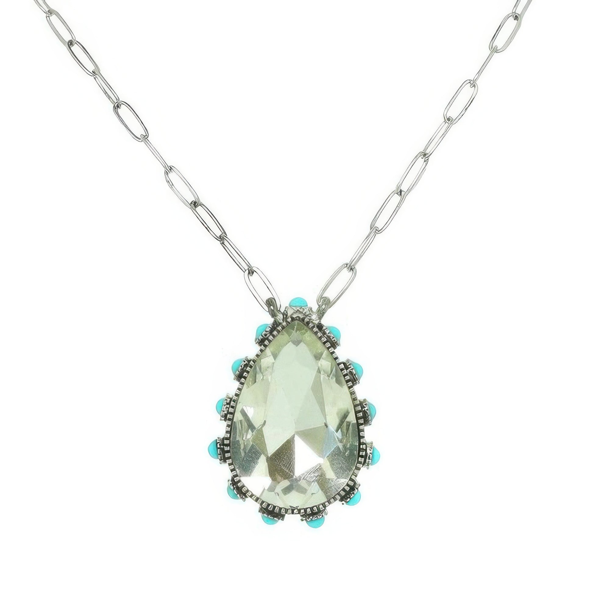 Western Teardrop Cut Gemstone Turquoise Necklace