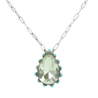 Western Teardrop Cut Gemstone Turquoise Necklace