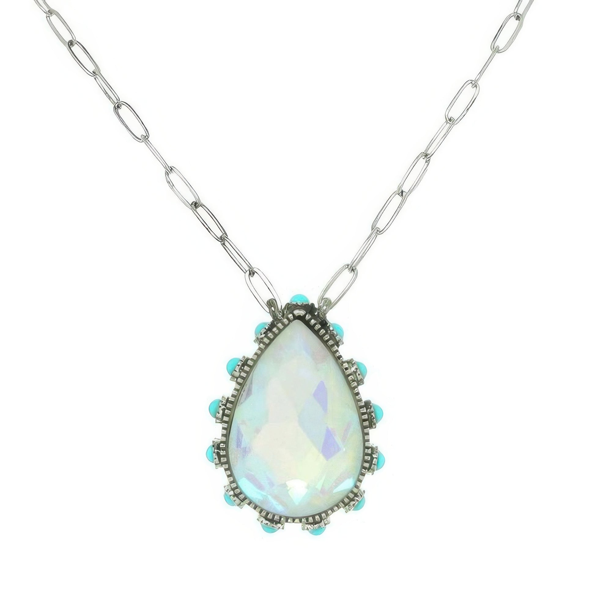 Western Teardrop Cut Gemstone Turquoise Necklace