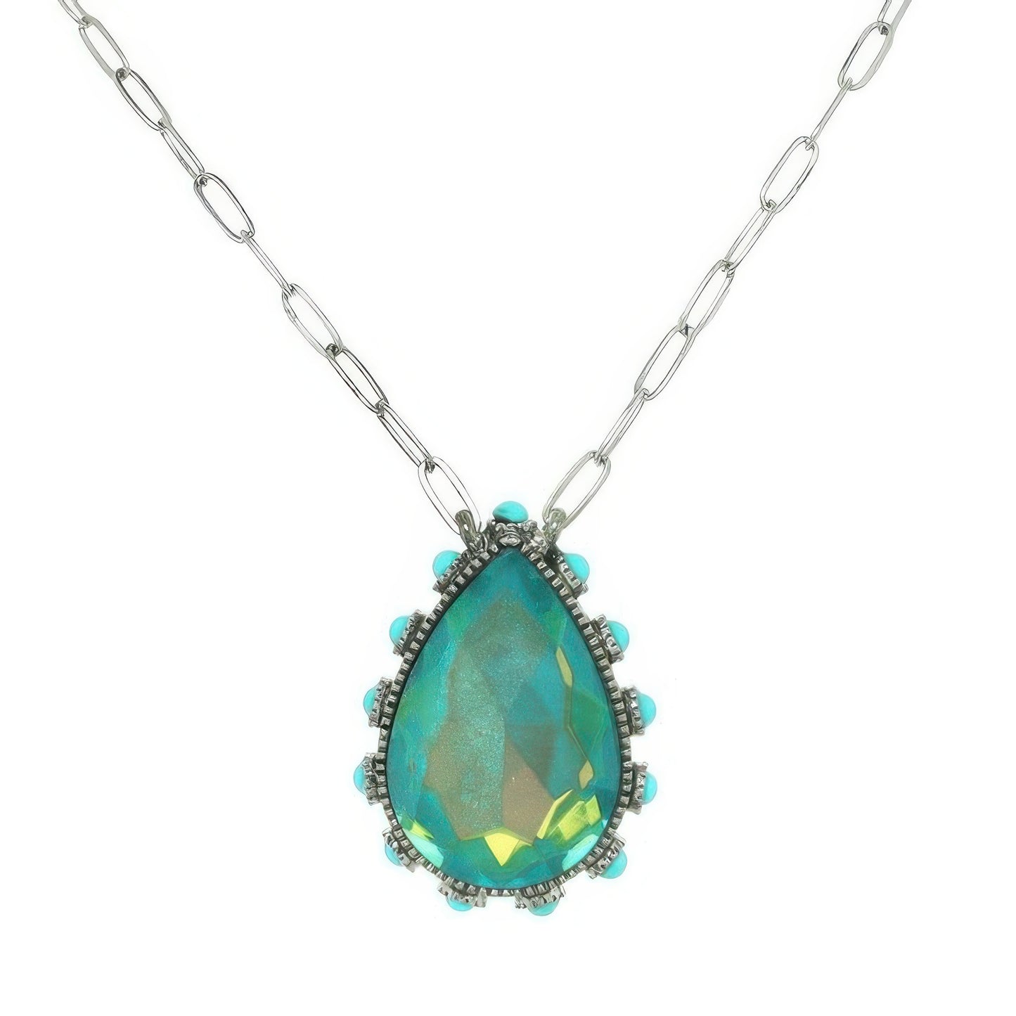 Western Teardrop Cut Gemstone Turquoise Necklace