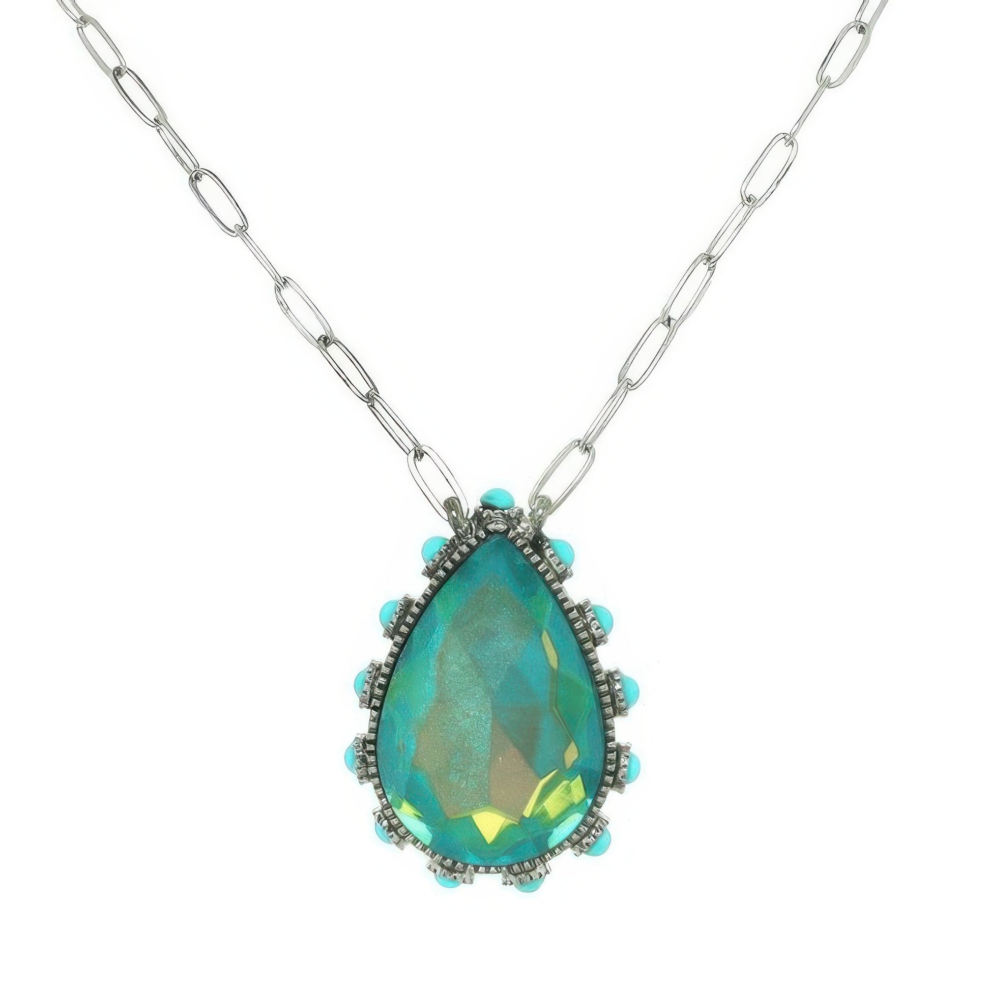 Western Teardrop Cut Gemstone Turquoise Necklace