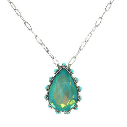 Western Teardrop Cut Gemstone Turquoise Necklace