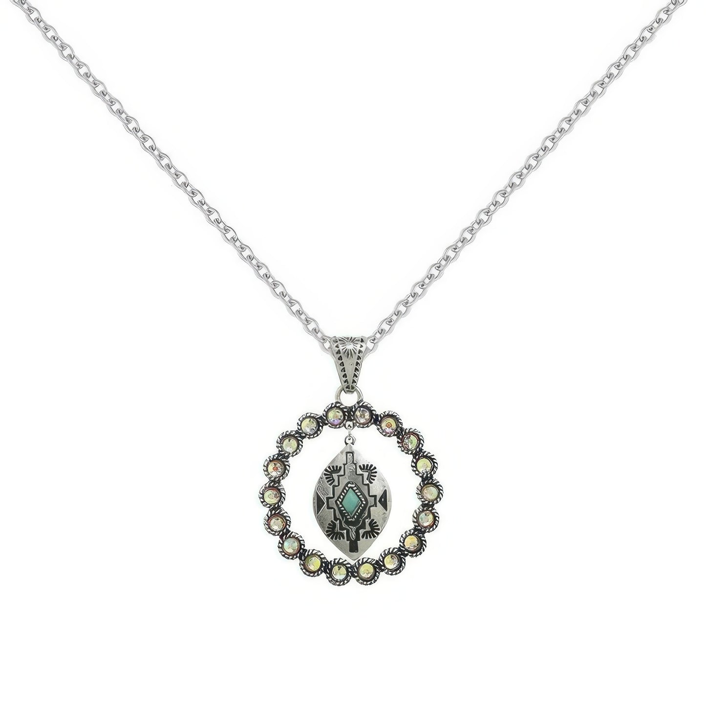 Western Rhinestone Open Circle Necklace