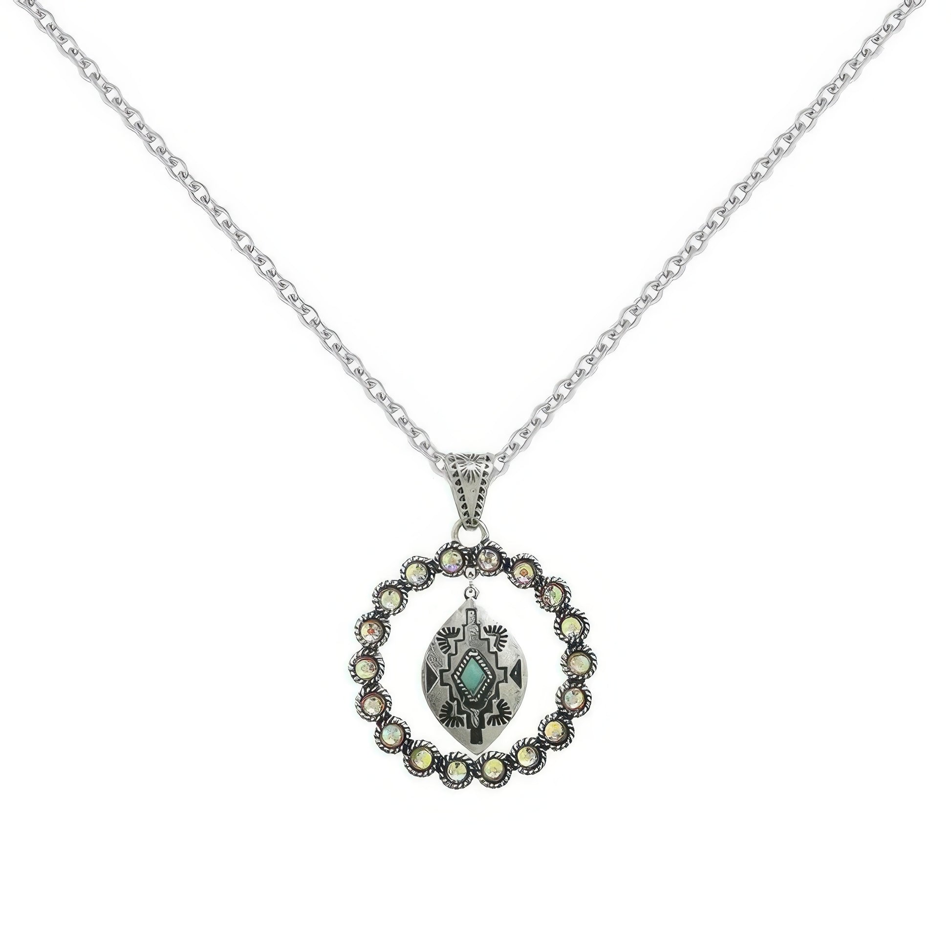 Western Rhinestone Open Circle Necklace