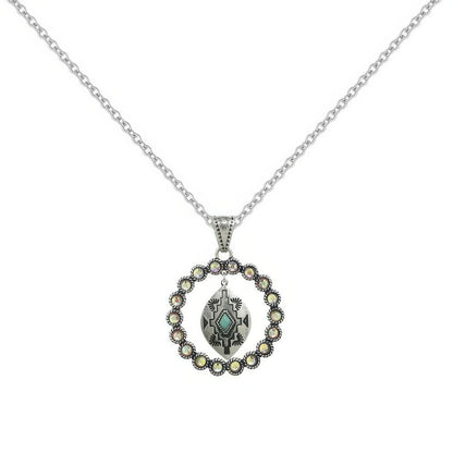 Western Rhinestone Open Circle Necklace
