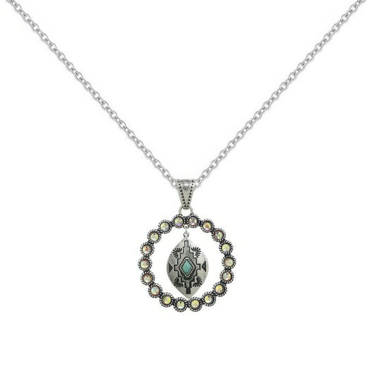 Western Rhinestone Open Circle Necklace