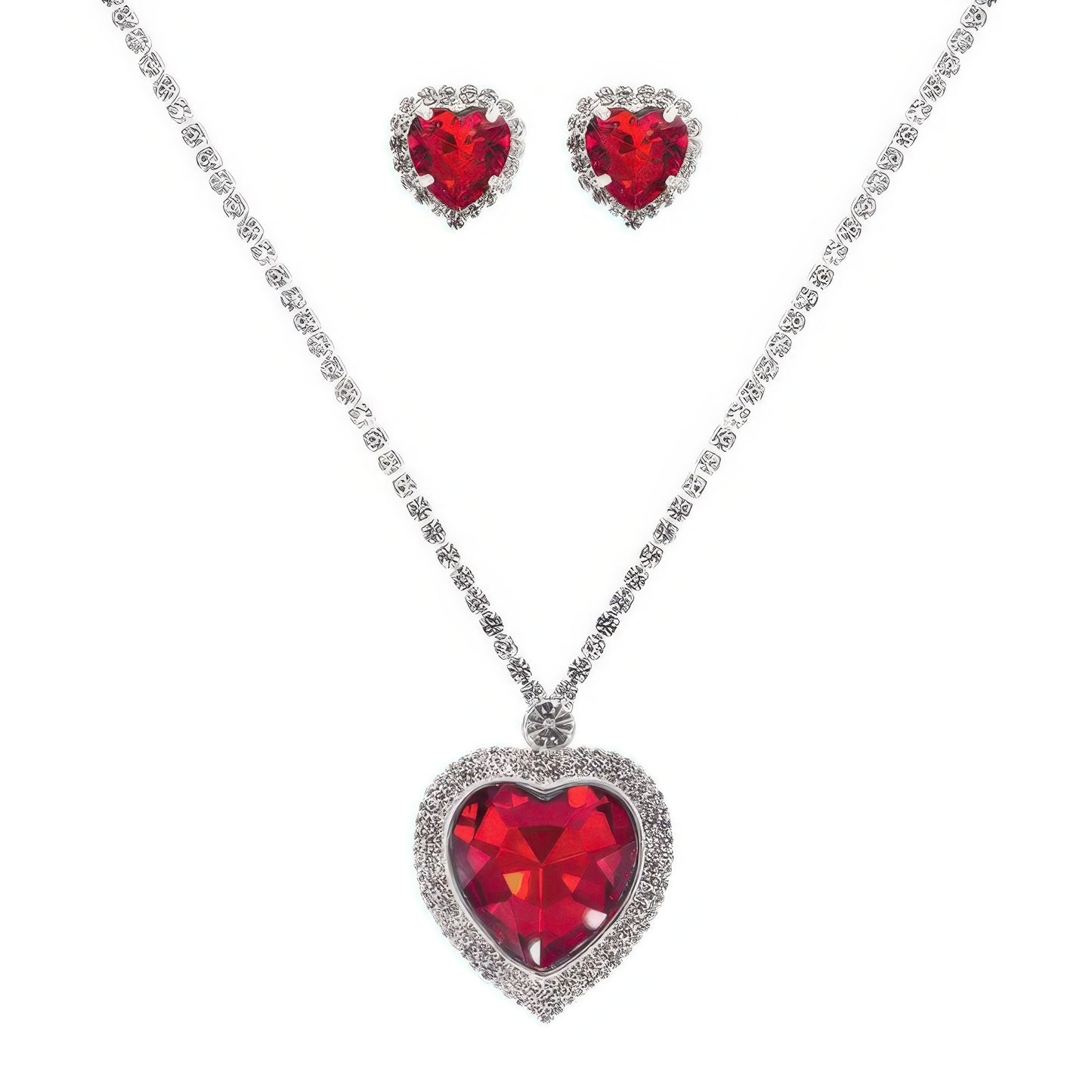 Valentine's Day Heart Gemstone Necklace Set