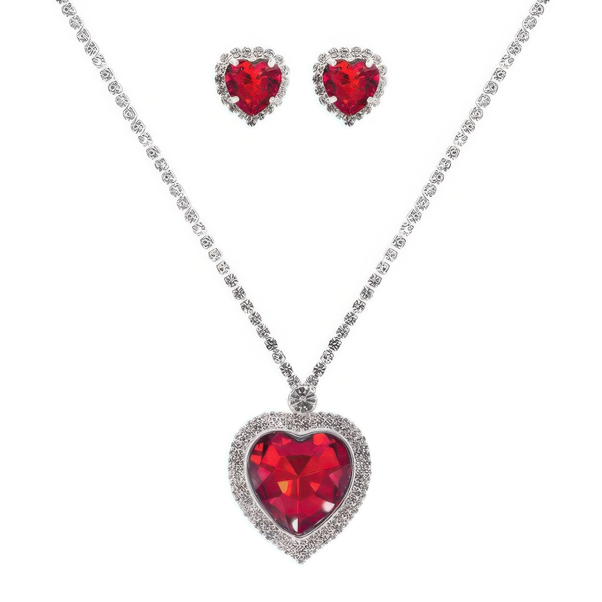Valentine's Day Heart Gemstone Necklace Set
