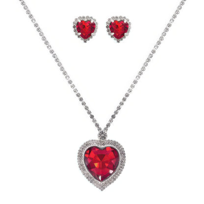 Valentine's Day Heart Gemstone Necklace Set