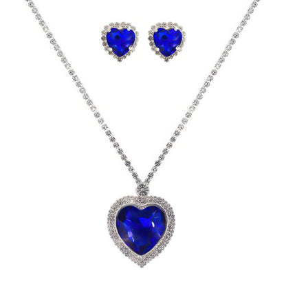 Valentine's Day Heart Gemstone Necklace Set