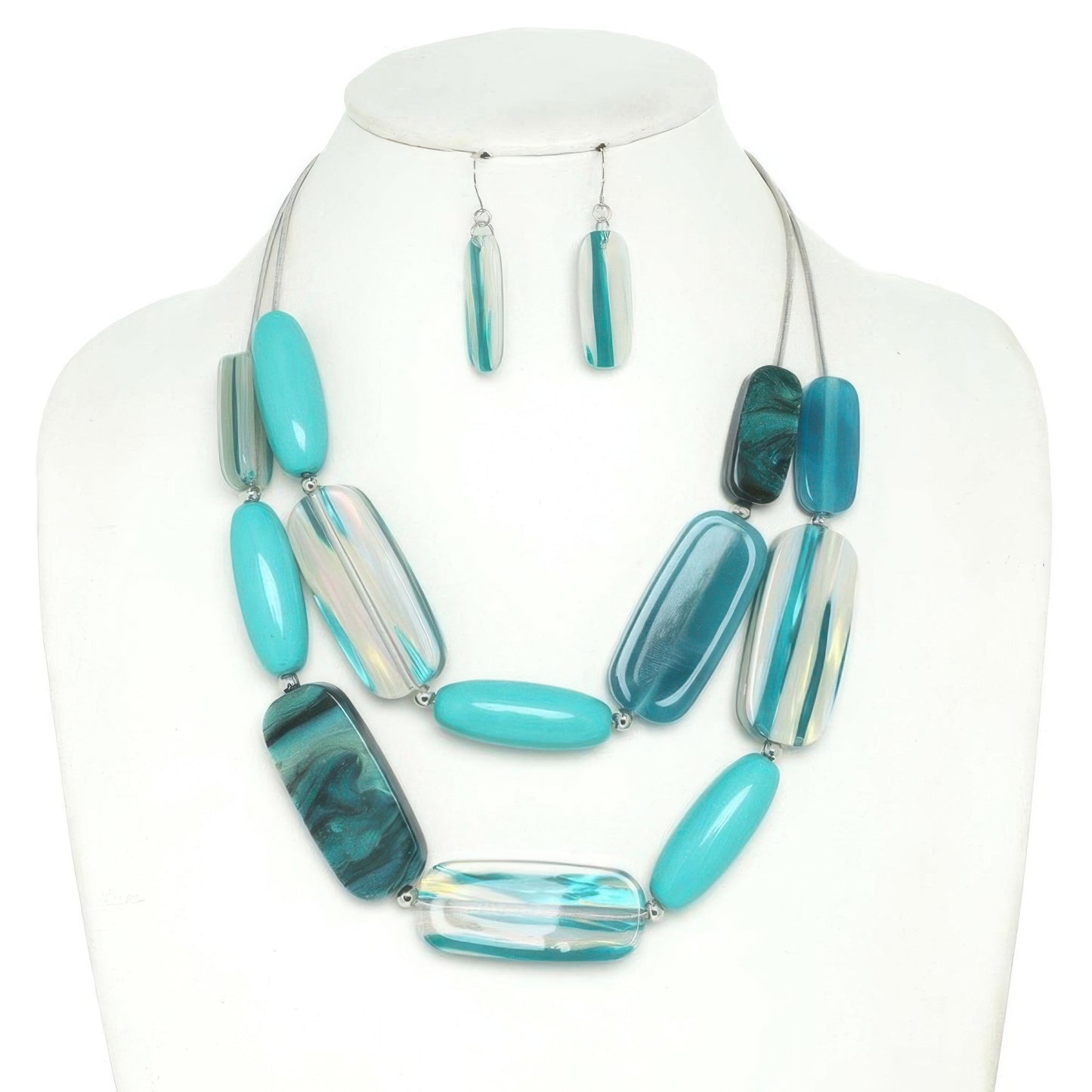 Multi Strand Natural Gemstone Beaded Necklace Set
