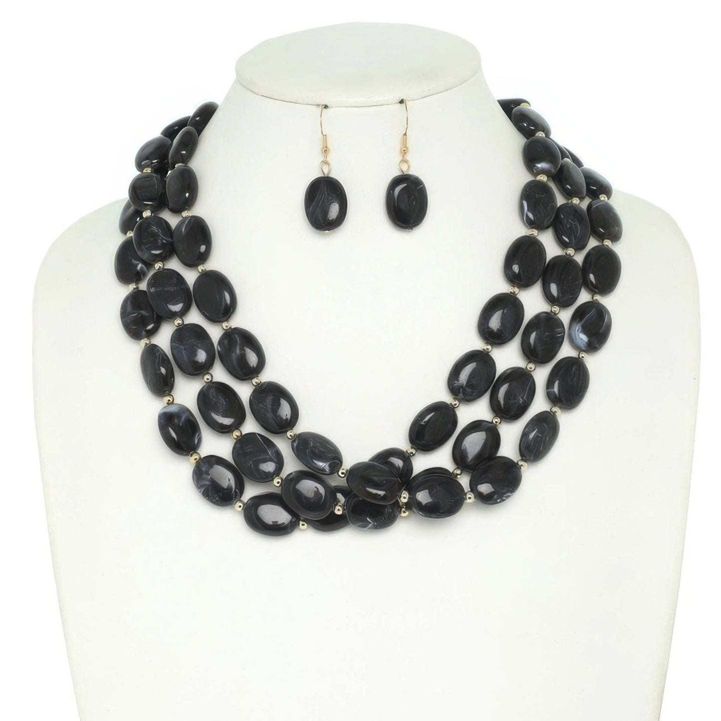 Multi Strand Natural Gemstone Beaded Necklace Set
