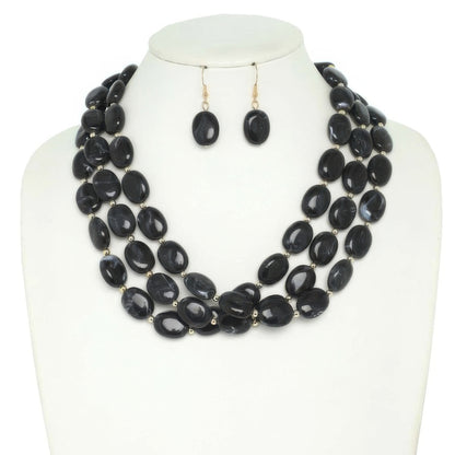 Multi Strand Natural Gemstone Beaded Necklace Set