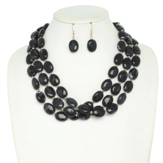 Multi Strand Natural Gemstone Beaded Necklace Set