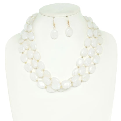 Multi Strand Natural Gemstone Beaded Necklace Set