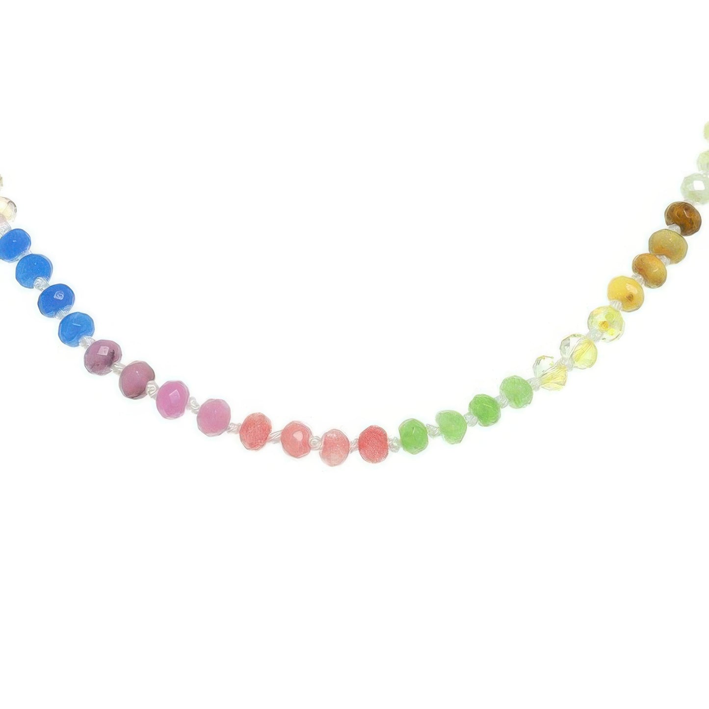 Iridescent Natural Gemstone Glass Beaded Necklace