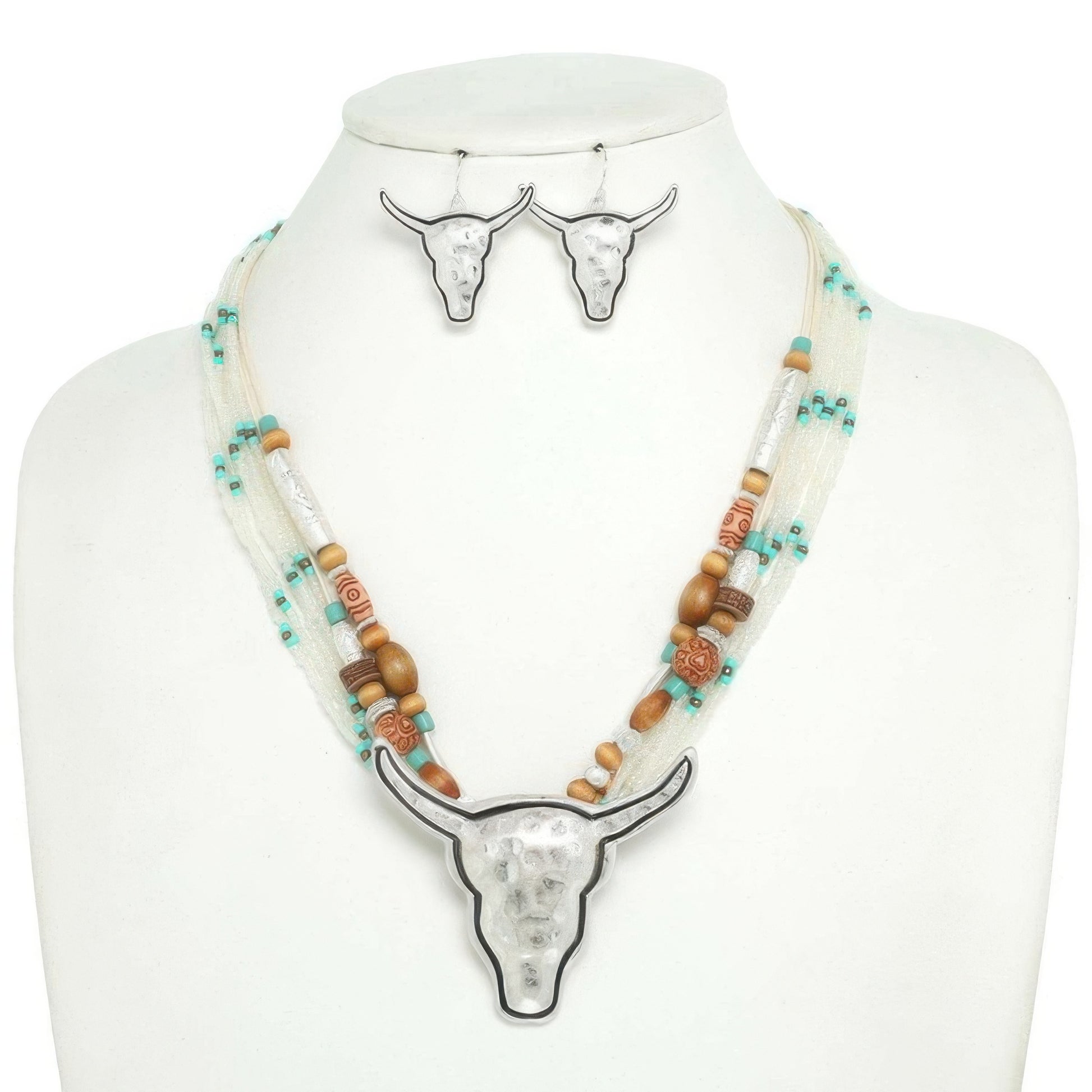 Western Longhorn Steer Bead Mix Necklace Set