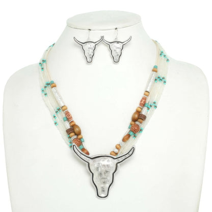 Western Longhorn Steer Bead Mix Necklace Set