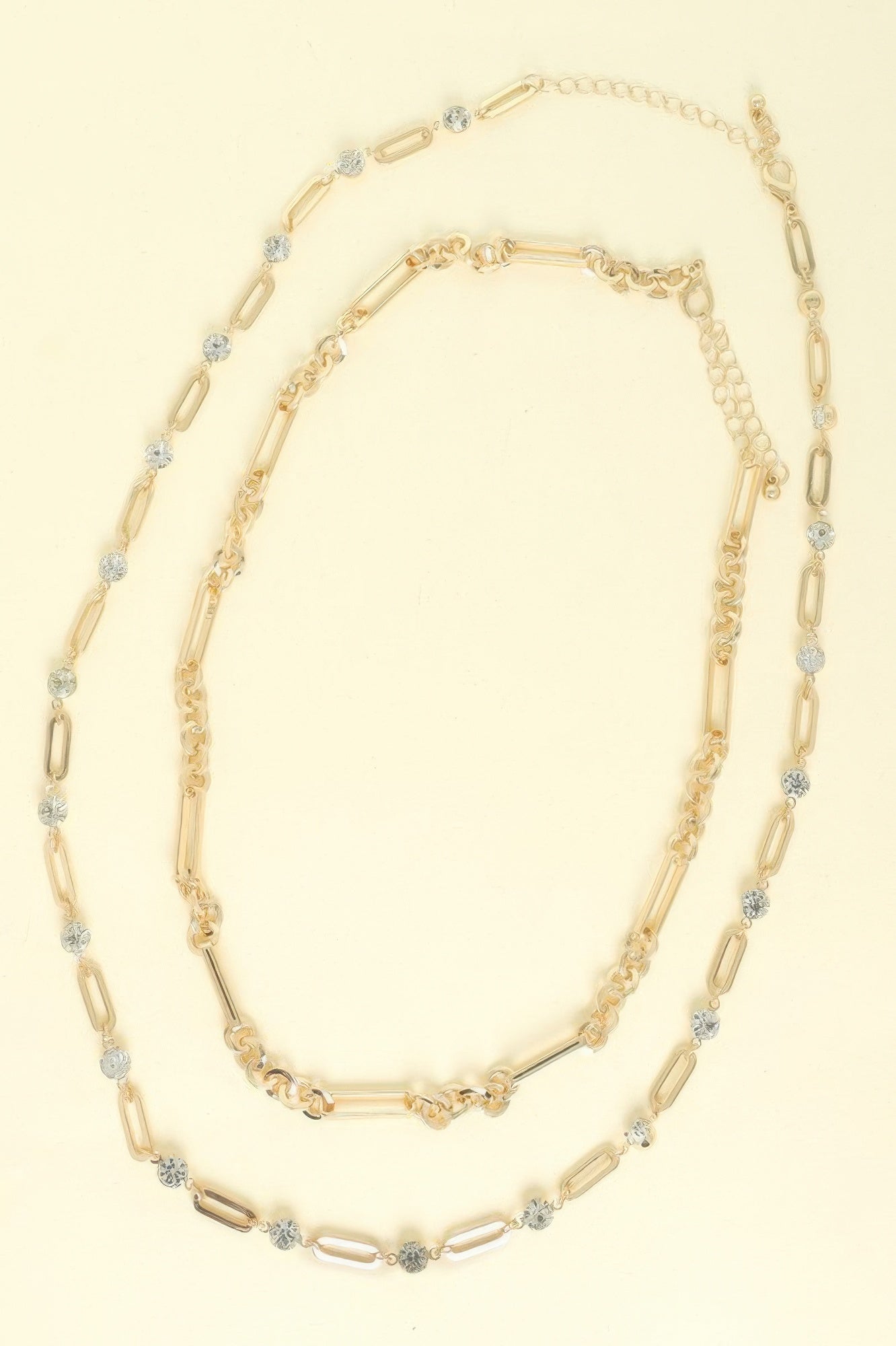 2-piece Rhinestone Chain Necklace Layered Set