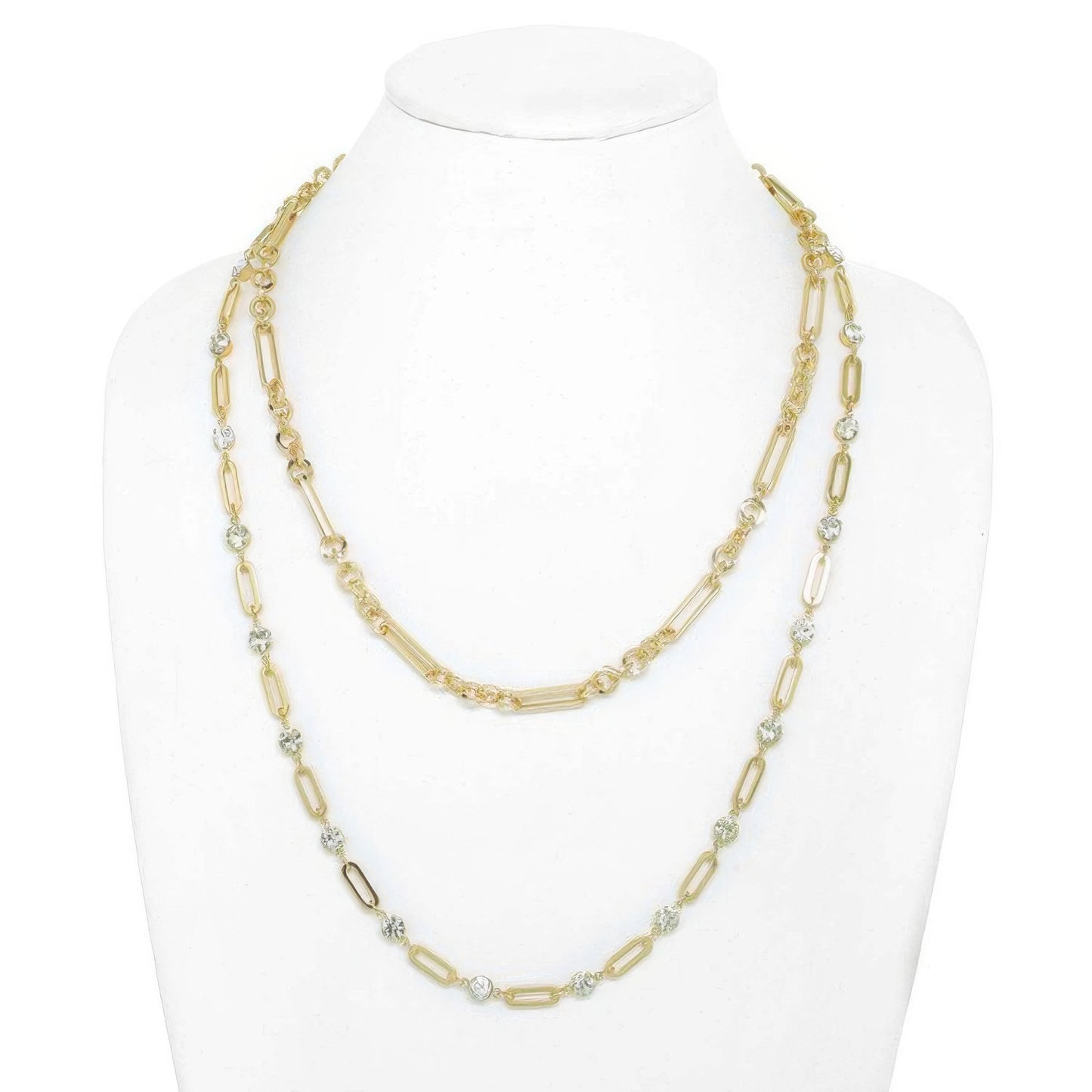 2-piece Rhinestone Chain Necklace Layered Set