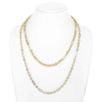 2-piece Rhinestone Chain Necklace Layered Set