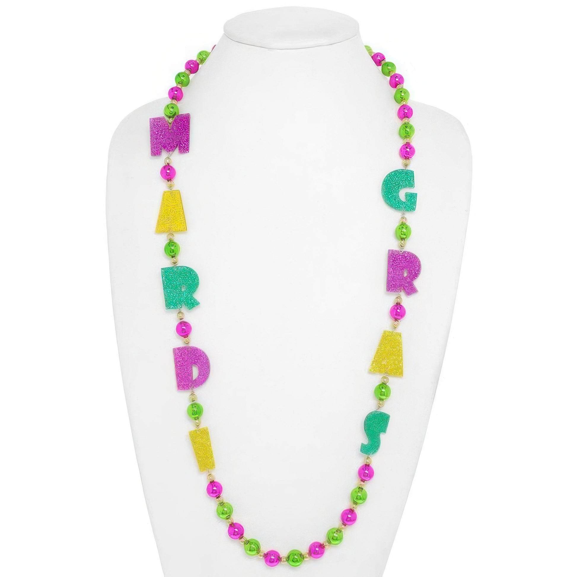 Mardi Gras Glitter Acetate Beaded Party Necklace