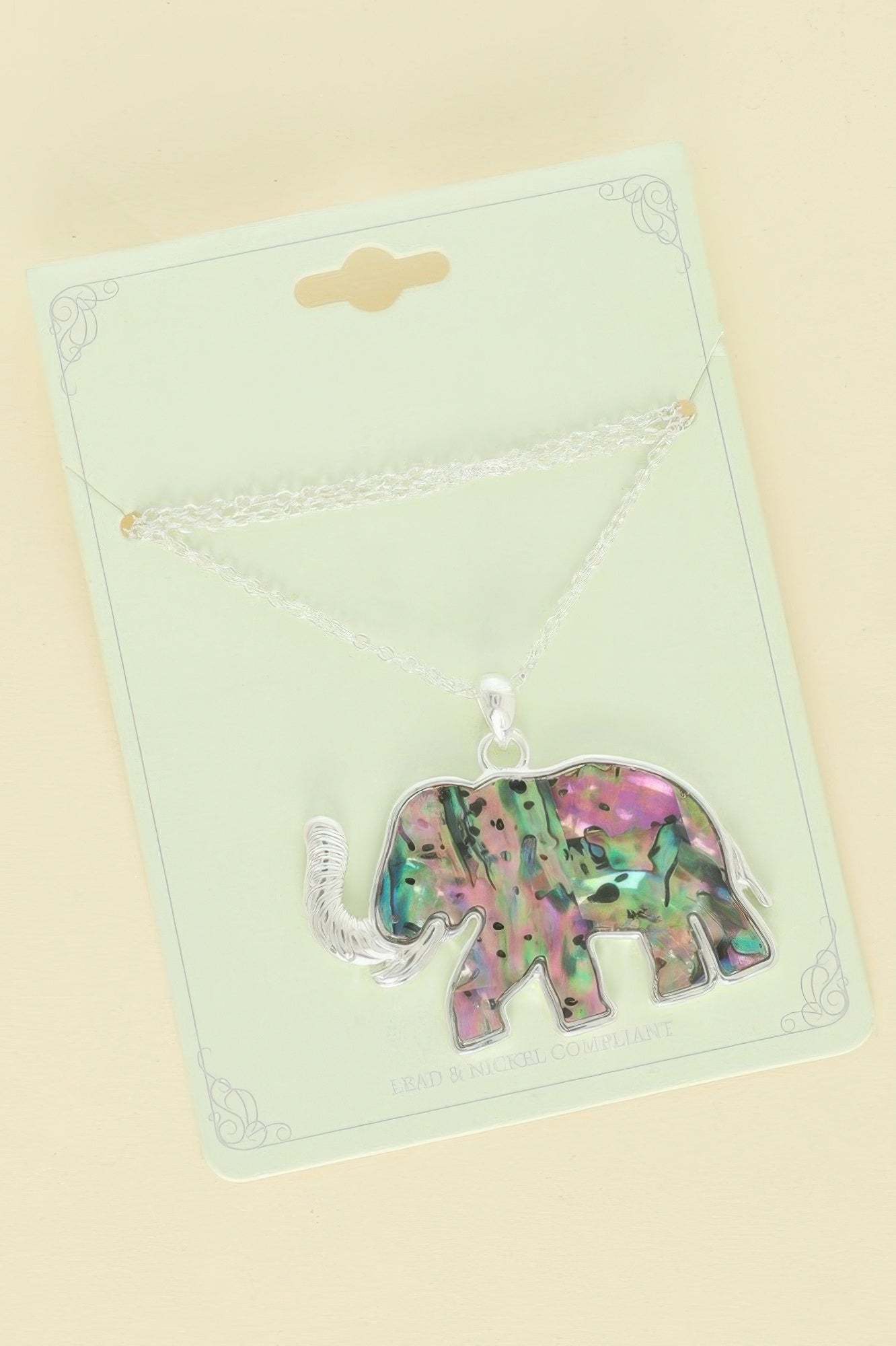 Safari Abalone Elephant Pendant Necklace