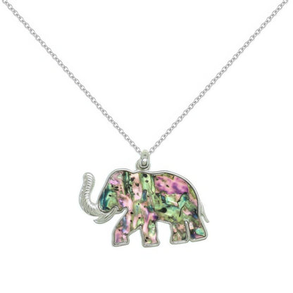 Safari Abalone Elephant Pendant Necklace