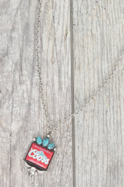 Western Longhorn Coors Water Pendant Necklace