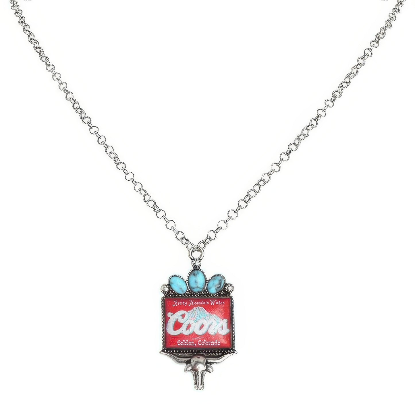 Western Longhorn Coors Water Pendant Necklace