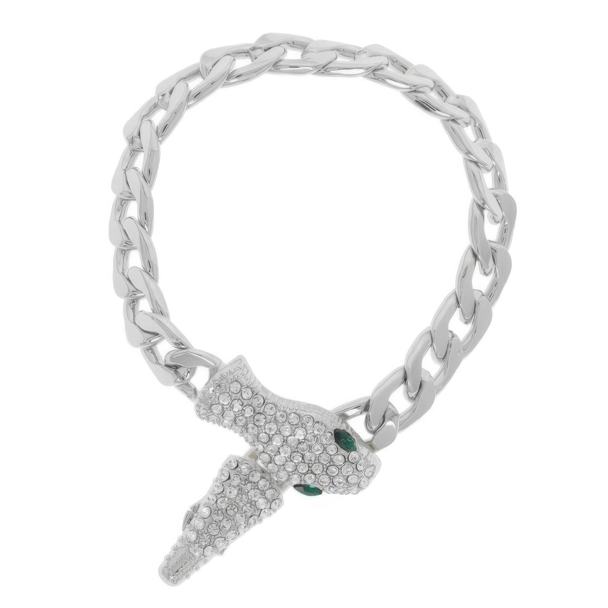 Jewel Paved Snake Curb Chain Bracelet