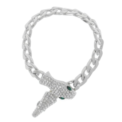 Jewel Paved Snake Curb Chain Bracelet