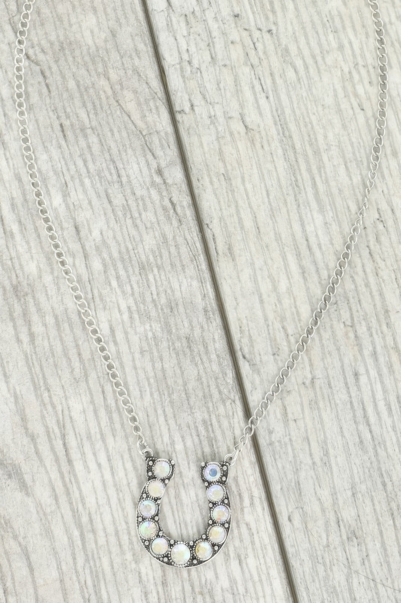 Western Jeweled Horseshoe Pendant Necklace